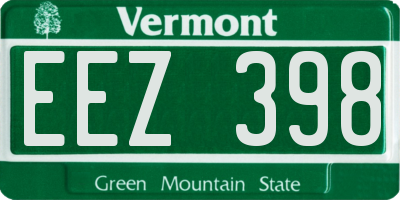 VT license plate EEZ398