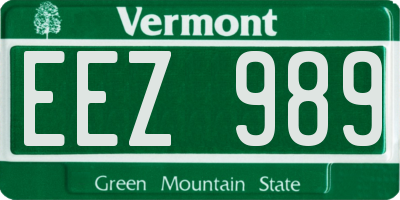 VT license plate EEZ989