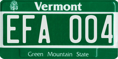 VT license plate EFA004