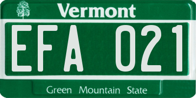 VT license plate EFA021