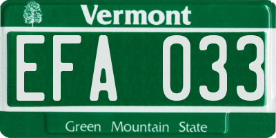 VT license plate EFA033