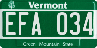 VT license plate EFA034