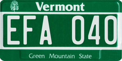 VT license plate EFA040