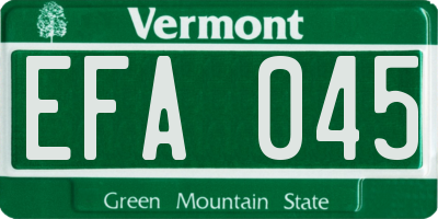 VT license plate EFA045