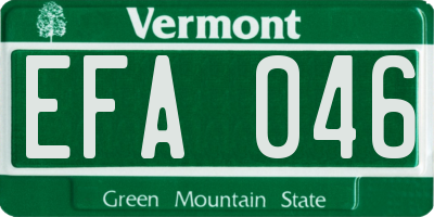 VT license plate EFA046