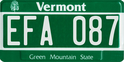 VT license plate EFA087