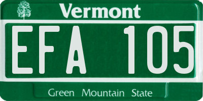 VT license plate EFA105