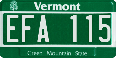VT license plate EFA115