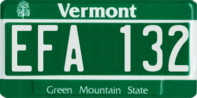 VT license plate EFA132