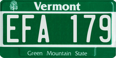 VT license plate EFA179