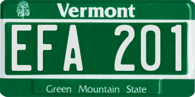 VT license plate EFA201