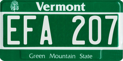 VT license plate EFA207