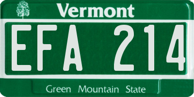 VT license plate EFA214