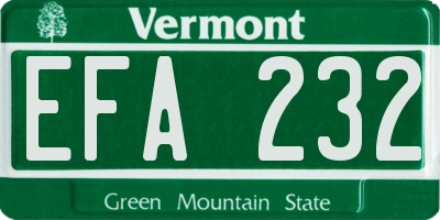 VT license plate EFA232