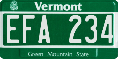 VT license plate EFA234