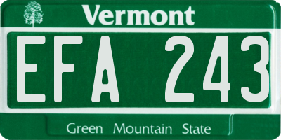 VT license plate EFA243