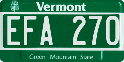 VT license plate EFA270