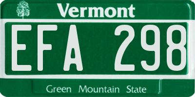 VT license plate EFA298