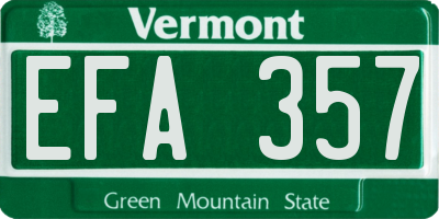 VT license plate EFA357