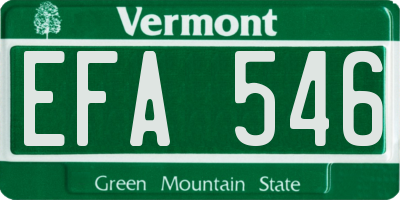 VT license plate EFA546