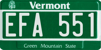 VT license plate EFA551