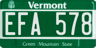 VT license plate EFA578
