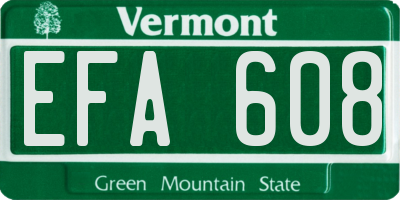 VT license plate EFA608