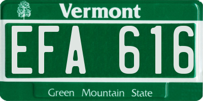 VT license plate EFA616