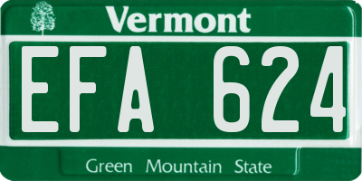 VT license plate EFA624