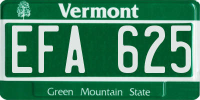 VT license plate EFA625