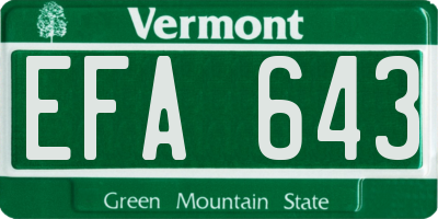 VT license plate EFA643