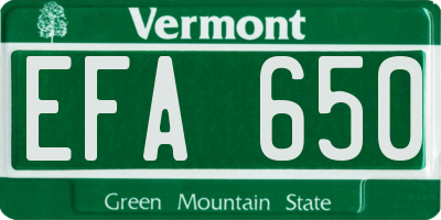 VT license plate EFA650