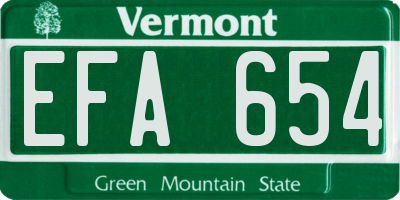 VT license plate EFA654