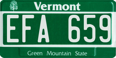 VT license plate EFA659