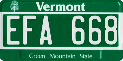 VT license plate EFA668