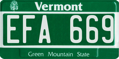 VT license plate EFA669