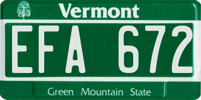 VT license plate EFA672