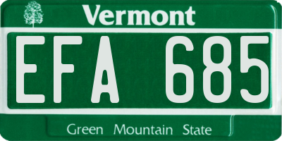 VT license plate EFA685