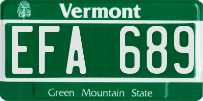 VT license plate EFA689