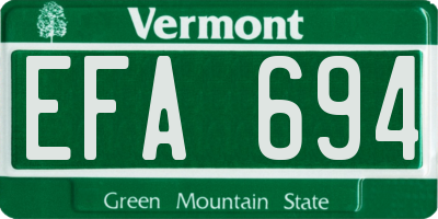 VT license plate EFA694