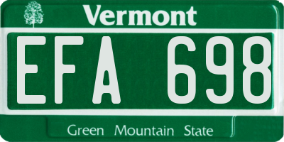 VT license plate EFA698