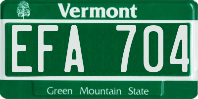 VT license plate EFA704