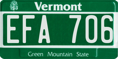 VT license plate EFA706