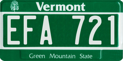 VT license plate EFA721