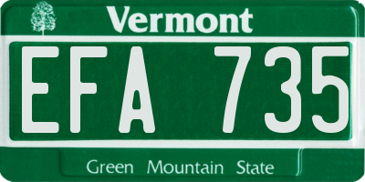 VT license plate EFA735