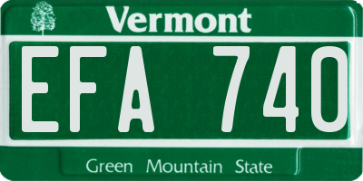 VT license plate EFA740