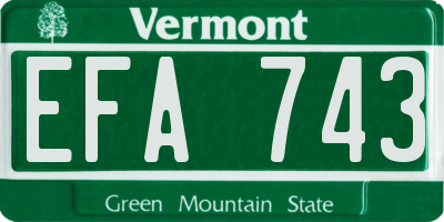 VT license plate EFA743