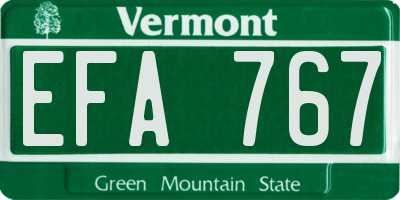 VT license plate EFA767