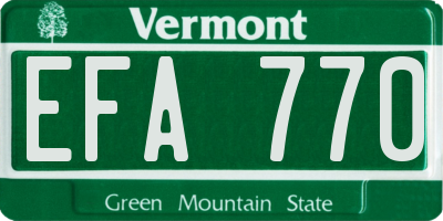 VT license plate EFA770