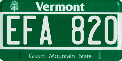 VT license plate EFA820